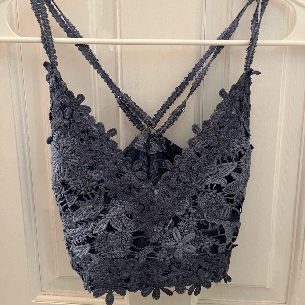 Blue Floral Bralette Tank Top